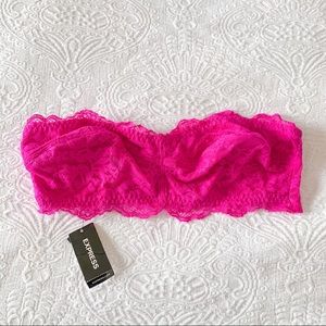 Express Pink Strapless Lace Bandeau